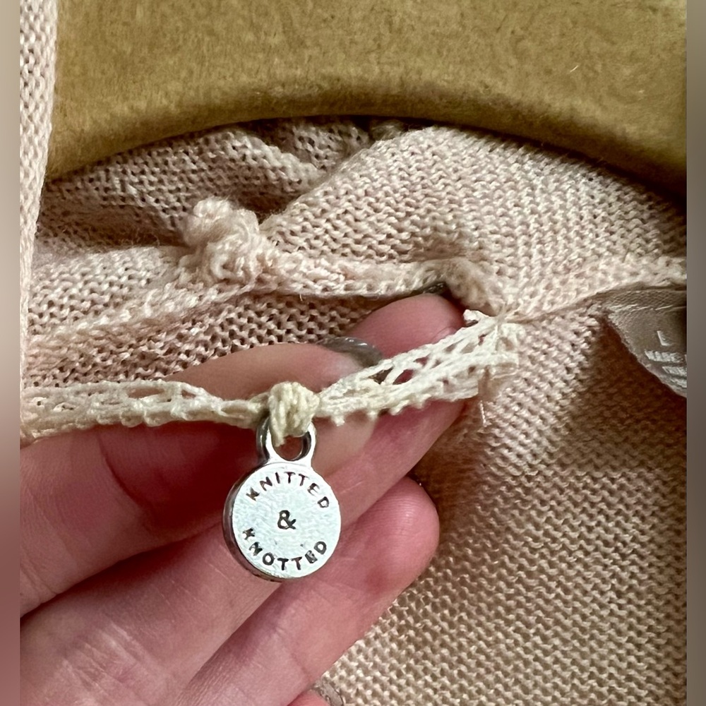 Knitted & Knotted | Women's Cream Cardigan with Tie - Picture 2 of 10